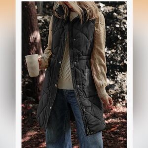 Women's Quilted Black Vest